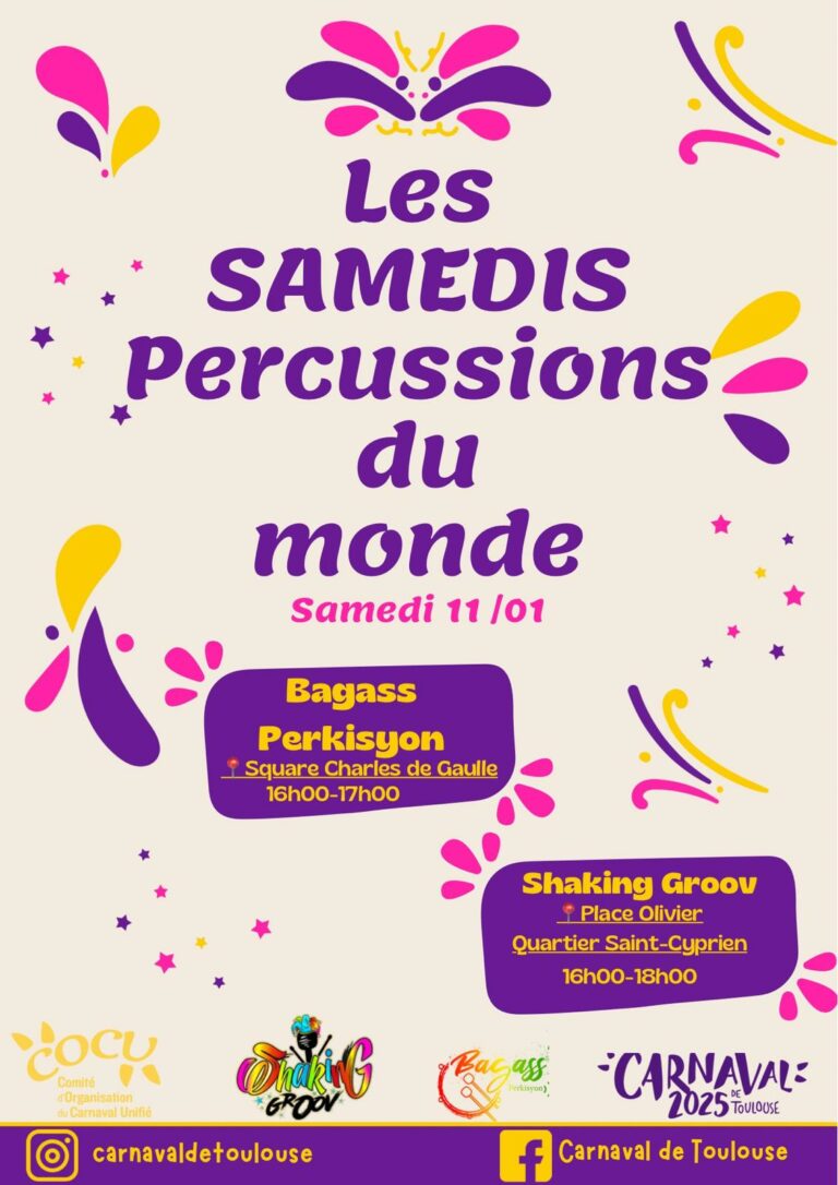 Samedi « Percussions du monde » #1 – Samedi 11 janvier